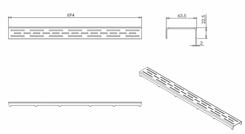 Rooster voor douchegoot 70 x 7 cm RVS