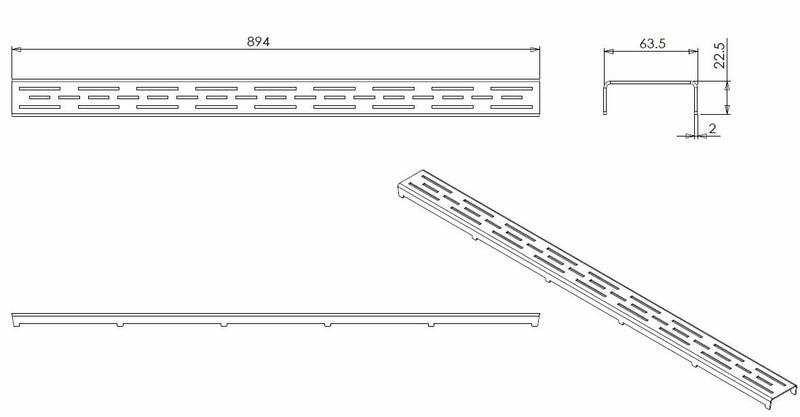 Rooster voor douchegoot 90 x 7 cm RVS