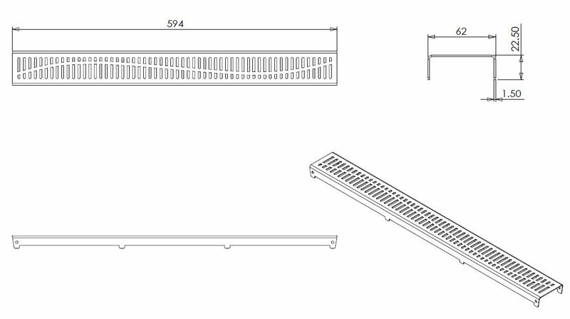 rooster type 5 voor 3e generatie douchegoot 60 x 7 cm RVS