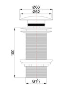 UniMatch clickwaste afvoerplug verlengd 5/4" geborsteld messing PVD