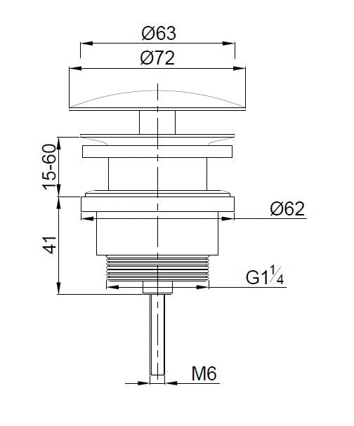 UniMatch open afvoerplug 5/4''glans wit
