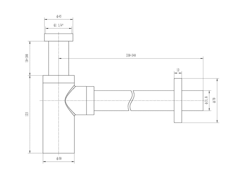Eco sifon laag 5/4" x 32 mm chroom