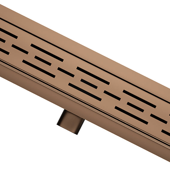 Wiesbaden douchegoot met flens en rooster 80 x 7 cm geborsteld brons koper