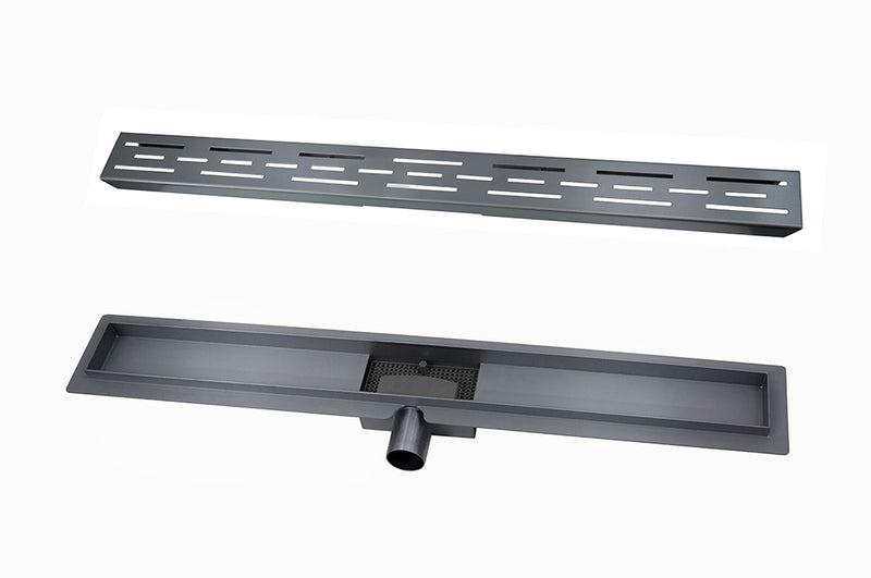 Douchegoot met flens en rooster 80 x 7 cm gunmetal