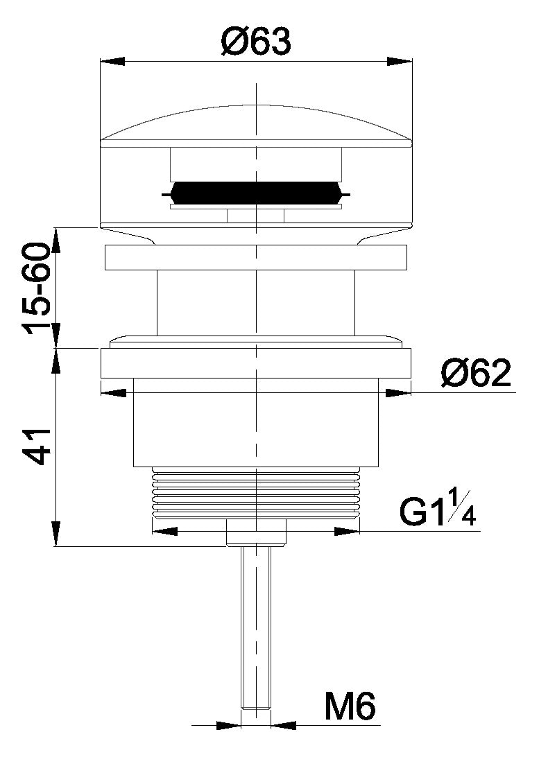 UniMatch clickwaste afvoerplug 5/4" gunmetal