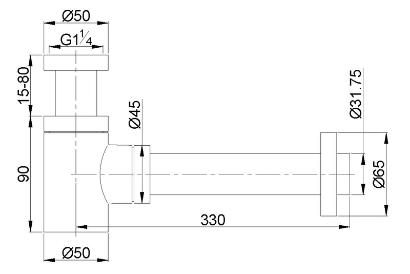UniMatch fonteinsifon 5/4" x 32 mm gunmetal