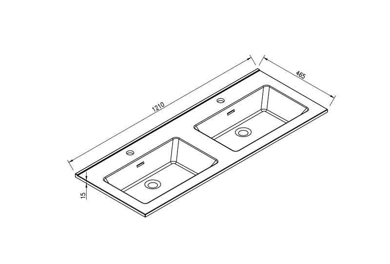 Ribbella wastafel 120 cm kunstmarmer mat zwart