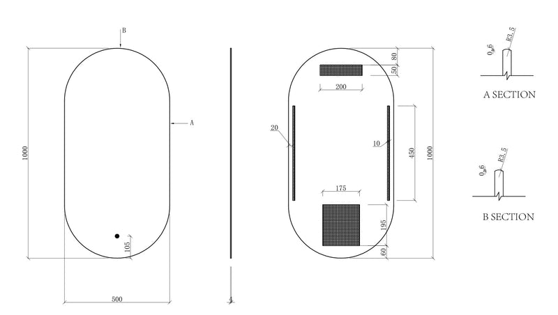 Lumia spiegel ovaal met LED, dimbaar en spiegelverwarming 50 x 100 cm