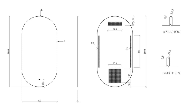 Nomi spiegel met lijst ovaal met LED