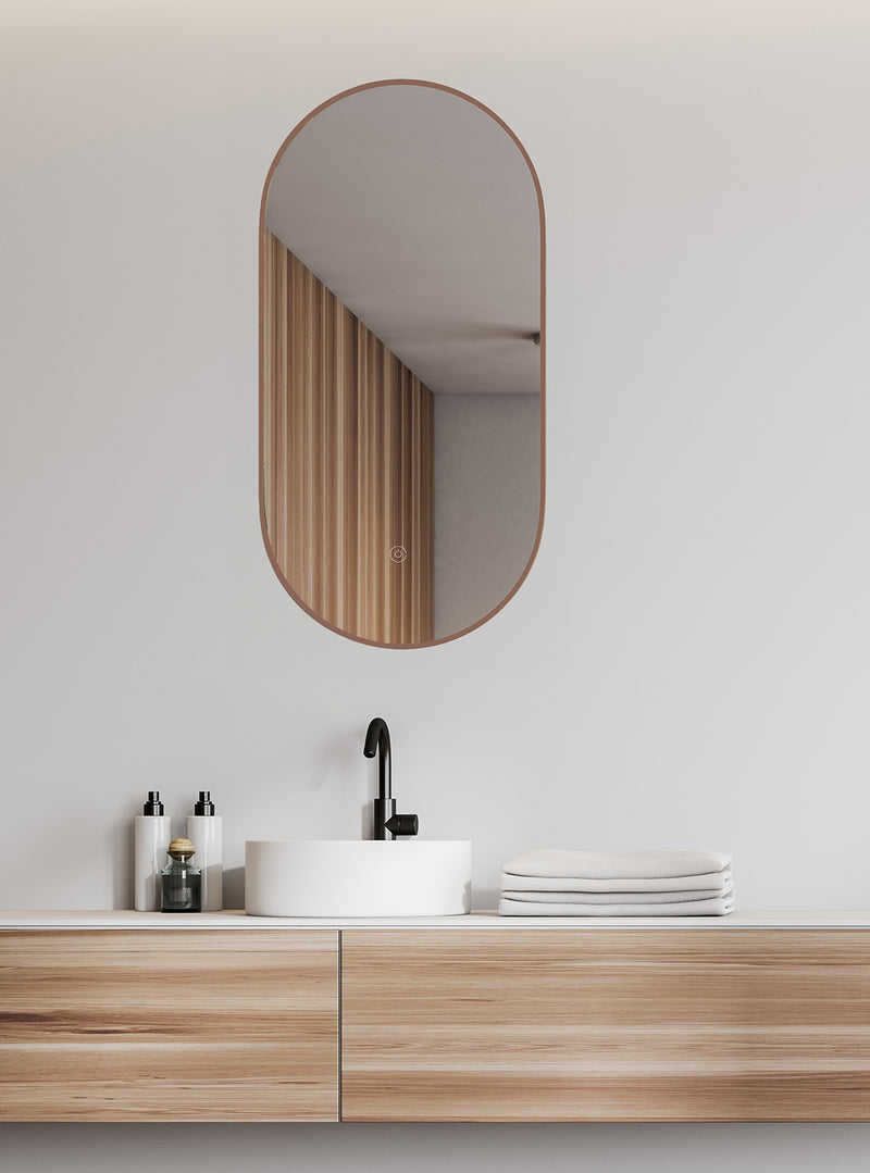 Nomi spiegel met lijst ovaal met LED