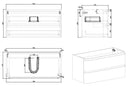 Novira onderkast afgeronde hoeken met 2 laden 1 uitsparing 100 x 48 cm mat zand
