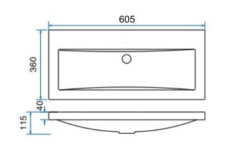 Flag wastafel enkel zonder kraangat 60x36x4 cm kunstmarmer glans wit