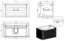 Sulora onderkast afgeronde hoeken geribbeld met 1 lade 1 uitsparing 100 x 48 cm bruin eiken