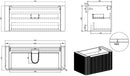 Sulora onderkast afgeronde hoeken geribbeld met 1 lade 1 uitsparing 120 x 48 cm bruin eiken