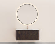 Sulora onderkast afgeronde hoeken geribbeld met 1 lade 1 uitsparing 120 x 48 cm walnoot