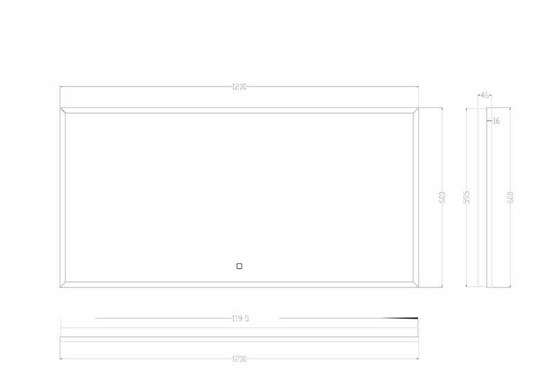 Avi spiegel rechthoek met LED, dimbaar en spiegelverwarming 120 x 60 cm mat zwart