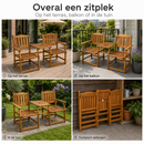 Tuinbank Loveseat Set 2 Persoons Acacia Hout Met Tafel Parasolgat Opvouwbaar 141x61x87 cm