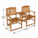 Tuinbank Loveseat Set 2 Persoons Acacia Hout Met Tafel Parasolgat Opvouwbaar 141x61x87 cm