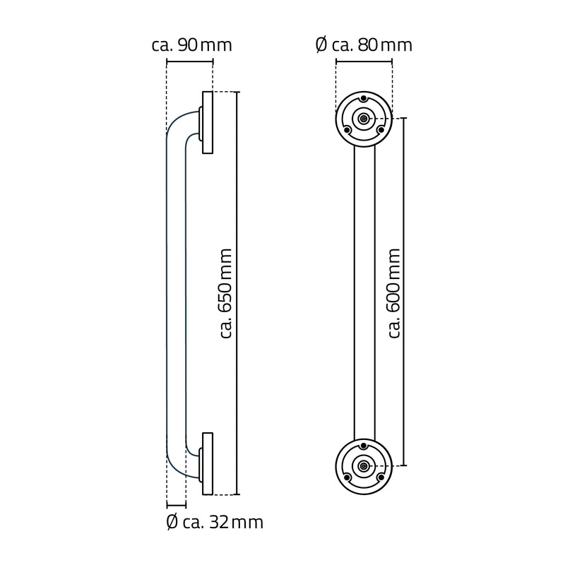 A00160101 Badgreep 60 Cm Wit (Aluminium)