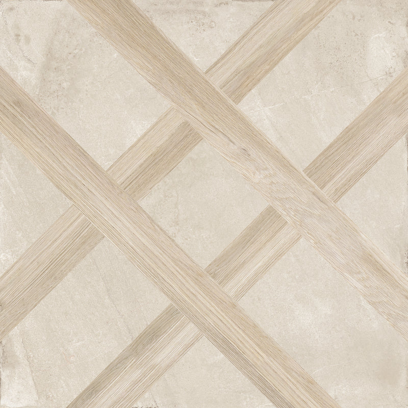 Vloertegel Flora Marble Bone Decor Grip 60x60 cm - Porselein Mat Gerectificeerd – Geometrisch Beige R11