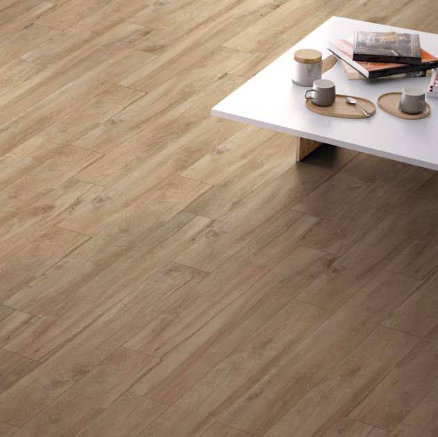 Vloertegel Playwood Honey 20x120 cm gerectificeerd