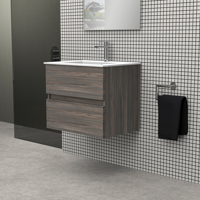 Badmeubelset Cancun 60 Grijs eiken - 2 Lades met Wasbak en Spiegel by Futurbath