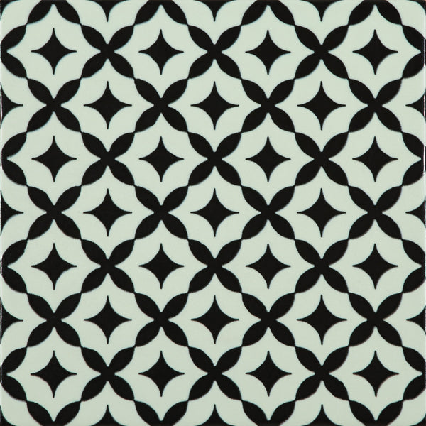 Wandtegel Modena Stella B/N 22,5x22,5 cm