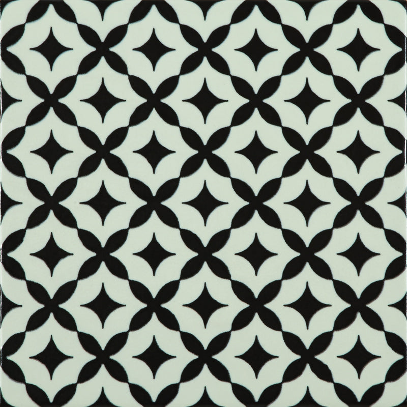 Wandtegel Modena Stella B/N 22,5x22,5 cm