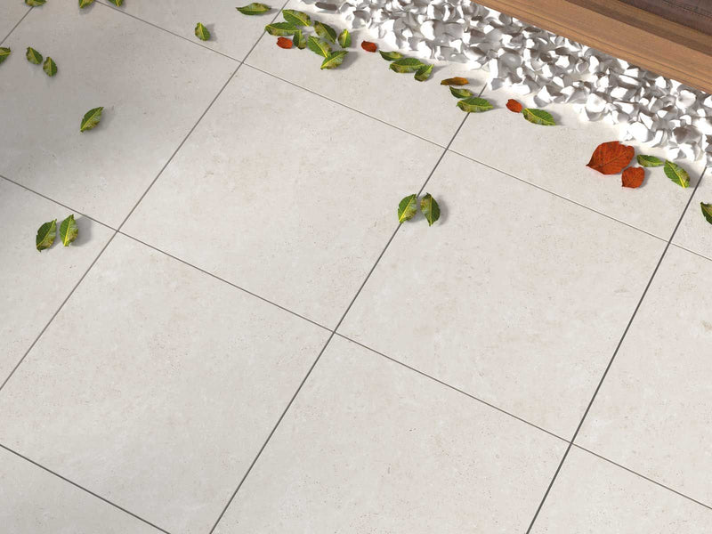 Terrastegel Travertine Beige 60x60x2 cm Vierkant – Keramisch Porselein Mat Gerectificeerd R10 – Natuursteen Look