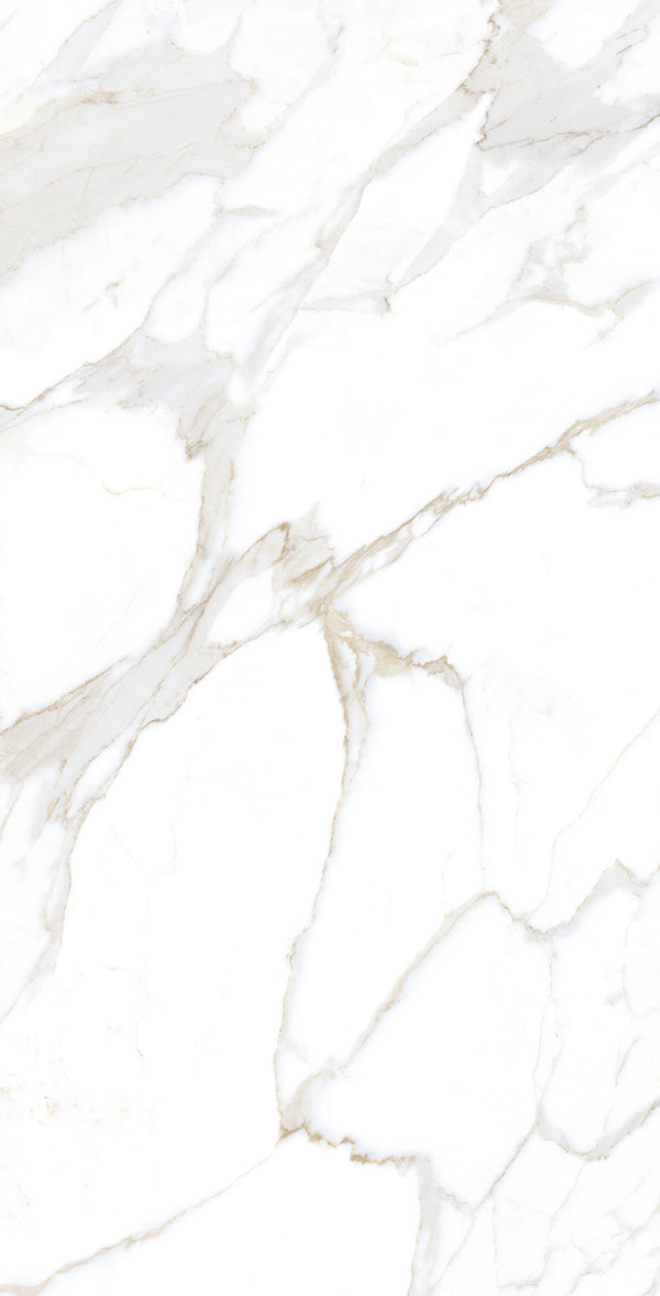 Vloertegel Calacatta Jade Wit 80x160 cm Rechthoek – Hoogglans Gerectificeerd – Marmerlook met Grijze Adering