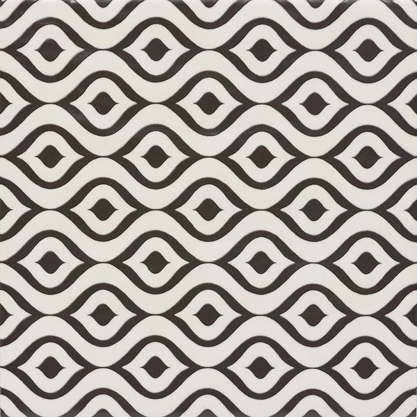 Wandtegel Modena Black | White 22,5x22,5 cm