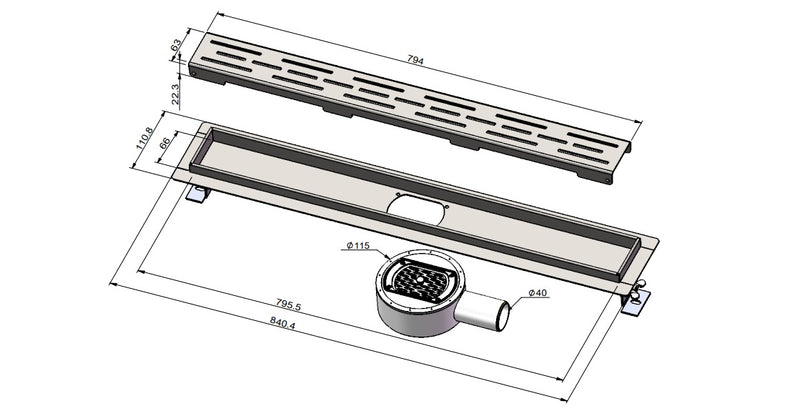RVS Douchegoot Pro Classic 80 cm 360° Draaibaar sifon by L'Aqua®