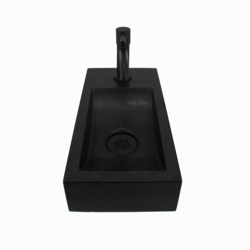 Complete Fonteinset Oskar Hardsteen met Mat Zwarte Kraan en Afvoerset by L'Aqua®