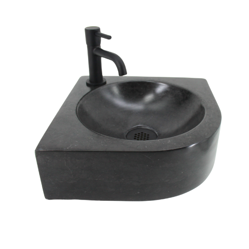 Complete Fonteinset Viktor Natuursteen met Mat Zwarte Kraan en Afvoerset by L'Aqua®