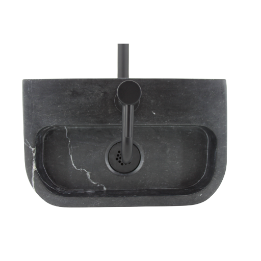 Complete Fonteinset Matsu Natuursteen Zwart met Mat Zwarte Kraan en Afvoerset by L'Aqua®