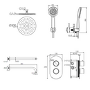 sa Rondo inb. Doucheset therm. 2-weg muur m-zw 30cm