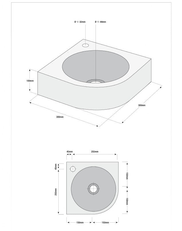 Complete Fonteinset Viktor Natuursteen met Chroom Lange Kruiskopkraan en Afvoerset by L'Aqua®