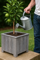 Vierkante plantenbak set van 3 geborsteld Grijs Acacia FSC