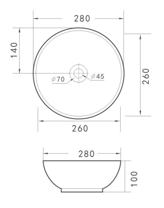 AquaVik Waskom Björk Keramisch Rond 28x10 cm Glans Wit