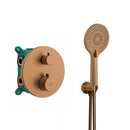 Shower tap built-in thermostatic 2-way 20cm with hand shower copper