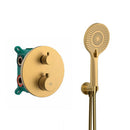 Shower tap built-in thermostatic 2-way 20cm with hand shower brushed gold