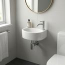 Complete Fountain Set Paris Ceramic White with Chrome Tap and Drain Set (30x22x11 cm) by L'Aqua®