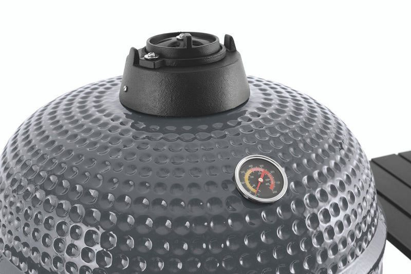 Landmann Kamado Barbecue 22 Inch Large - Keramische Houtskool BBQ - Met Trolley Onderstel & Zijtafels - Inclusief Thermometer & Rooster - 10+ Steaks Capaciteit - Grijs - Zwart