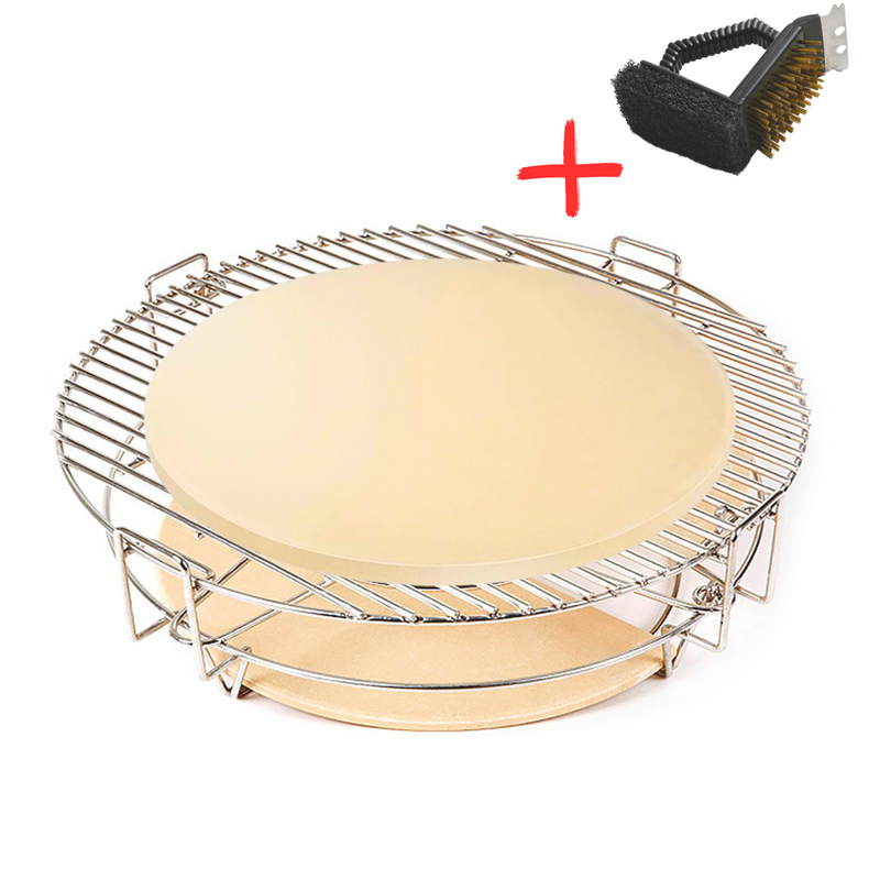 Landmann Kamado 16" inch Multi-Level System uitbreidingsset met Pizzasteen met gratis 3-in-1 grillborstel