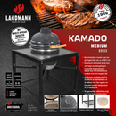 Landmann Kamado 18 inch met Tafel Grijs - Keramische Houtskool BBQ - MLS Pizzastenen - Ø38,3 cm