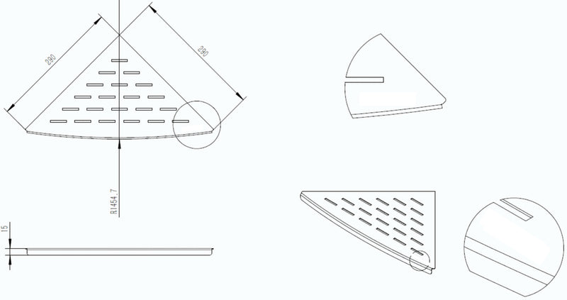 InWall hoekplanchet RVS 29x29 cm by L'Aqua®