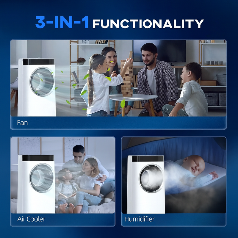 3in1 Aircooler Arctic Breeze R117 - 3in1 Bladloze Luchtkoeler Humidifier 75W 230V Luchtbevochtiger