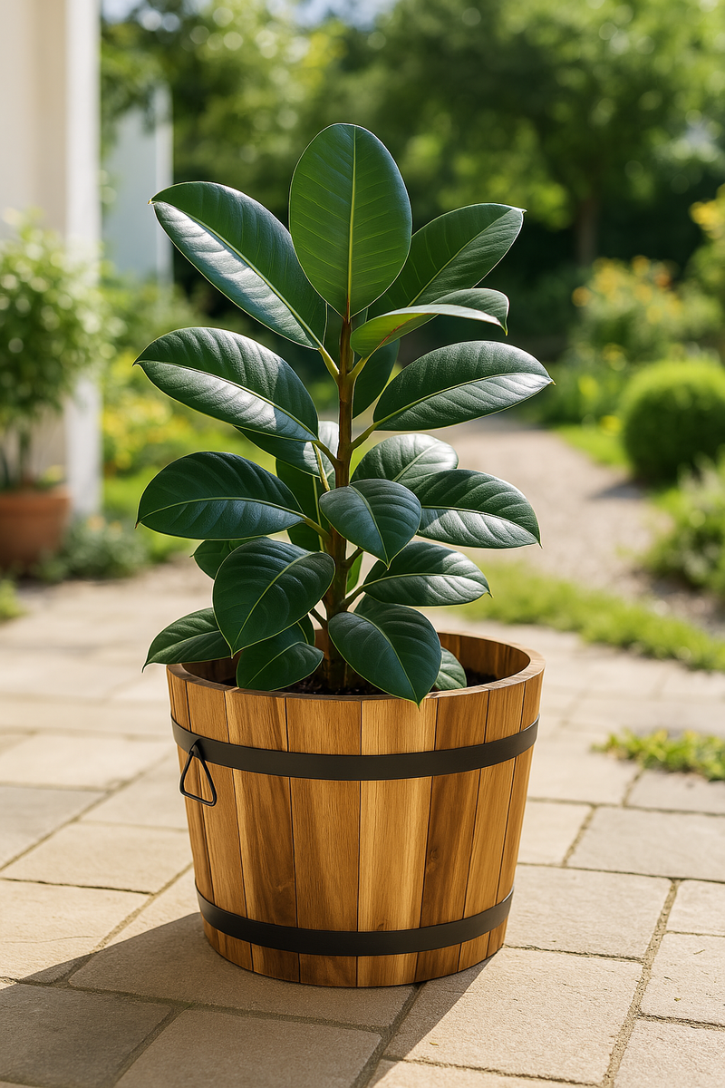 Plantenbak boomkuip set van 2 geoliede acacia Naturel FSC