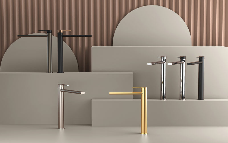 Wastafelkraan Rondo by FuturBath mengkraan hoog geborsteld nikkel H-29cm