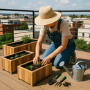 Rechthoekige plantenbak set van 3 S/M/L Lignum Acacia FSC Naturel geolied